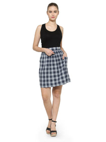 Women Checkered Above Knee Length Skirt - JUMP USA (1568791330858)
