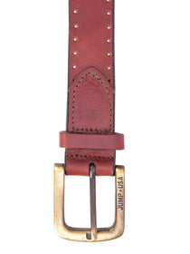 Men Brown Solid Leather Belt - JUMP USA