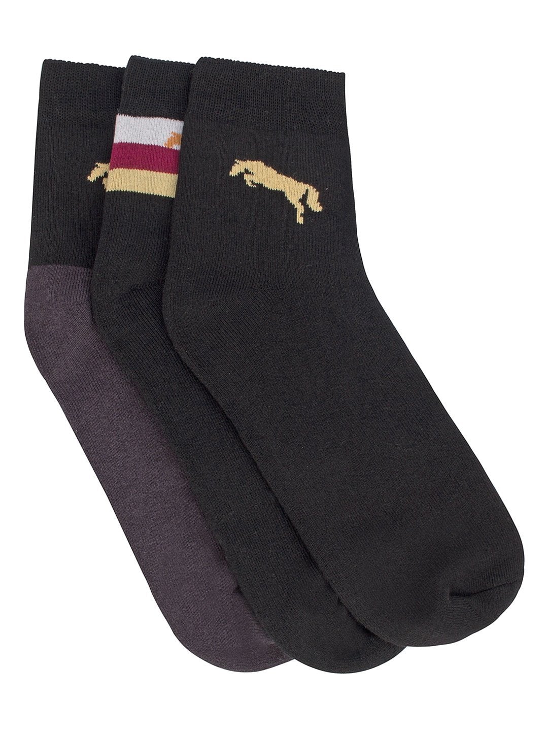 18SS16950-645-STD-JUMP-USA-Men's-Ankle-Length-Bamboo-Cotton-Socks-Pack-of-3-|-Men-Casual-Socks-for-Everyday-Wear-Sweat-Proof,-Quick-Dry,-Padded-for-Extra-Comfort-|-Color-Charcoal-Purple-Black