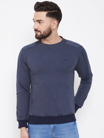 JUMP USA Men Navy Blue Solid Sweatshirt - JUMP USA