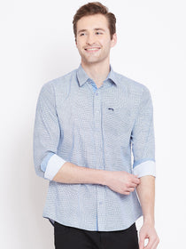 Men White Printed Casual Slim Fit Shirts - JUMP USA
