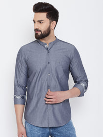 JUMP USA Men Dark Grey Solid Cotton Casual Shirts - JUMP USA