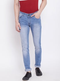 JUMP USA Men Blue Slim Fit Mid-Rise Clean Look Stretchable Jeans - JUMP USA