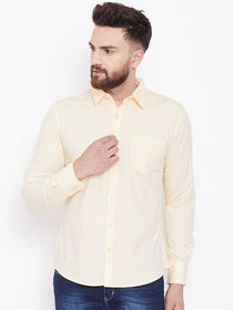 JUMP USA Men Cream Solid Regular Fit Casual Shirts - JUMP USA