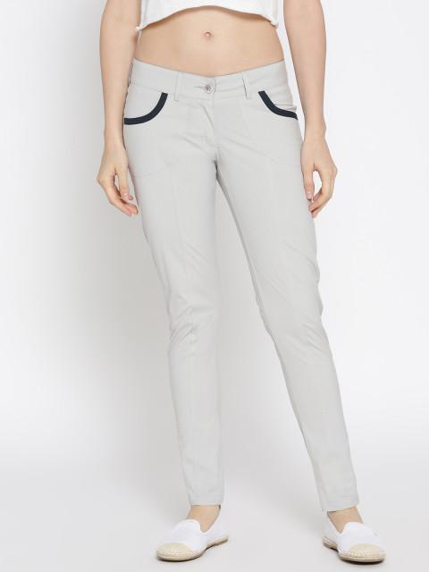 Women Solid Slim Fit Trousers - JUMP USA