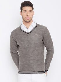 JUMP USA Men Beige Self Design Pullover - JUMP USA
