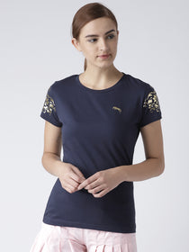 Women Navy Blue Casual T-shirt - JUMP USA