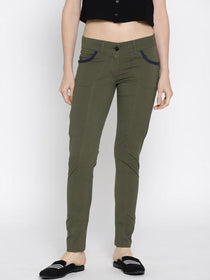 Women Solid Slim Fit Trousers - JUMP USA
