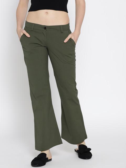 Women Solid Flared Trousers - JUMP USA