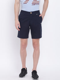 Men Casual Printed Navy Blue Chinos Shorts - JUMP USA