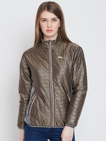 Women Casual Copper Quilted Jacket - JUMP USA