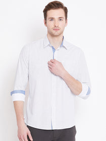 Men White Printed Casual Relaxed Fit Shirts - JUMP USA