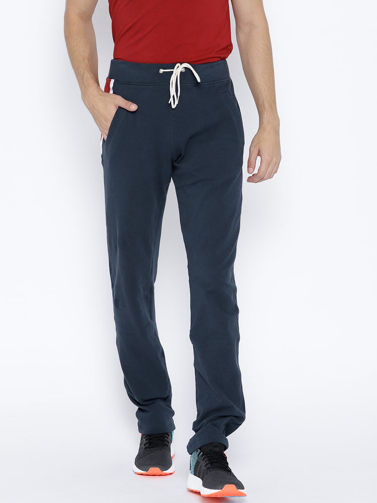 Navy Blue Solid Track Pants - JUMP USA