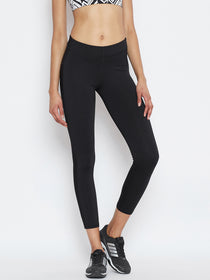 JUMP USA Women Solid Active Wear Black Tights - JUMP USA