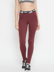 Women Maroon Active Wear Tights - JUMP USA
