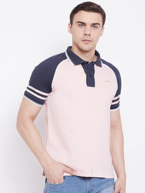 JUMP USA Men Pink Solid Polo T-shirts - JUMP USA