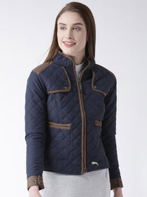 Women Polyster Casual Long Sleeve  Blue Winter Jacket - JUMP USA (1568775766058)