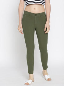 Women Solid Slim Fit Trousers - JUMP USA