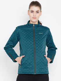 Womens Solid Celtic Blue Quilted Jacket - JUMP USA