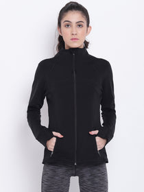 Women Black Sports Sporty Jacket - JUMP USA