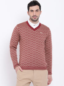 Men Casual Printed Red Sweaters - JUMP USA