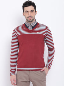 Men Casual Striped Red Sweaters - JUMP USA
