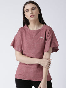 Women Red Solid Top - JUMP USA