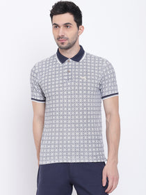Men Casual Solid White Polo Collar T-Shirt - JUMP USA