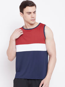 JUMP USA Men Navy Blue Polyster Sports Round Neck T-Shirt - JUMP USA