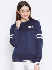 JUMP USA Women Navy Blue Solid Sweaters - JUMP USA