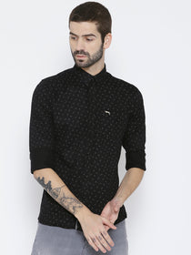 Men Black Slim Fit Printed Casual Shirt - JUMP USA