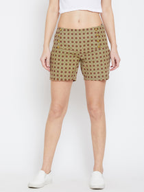 JUMP USA Women Beige & Red Printed Shorts - JUMP USA