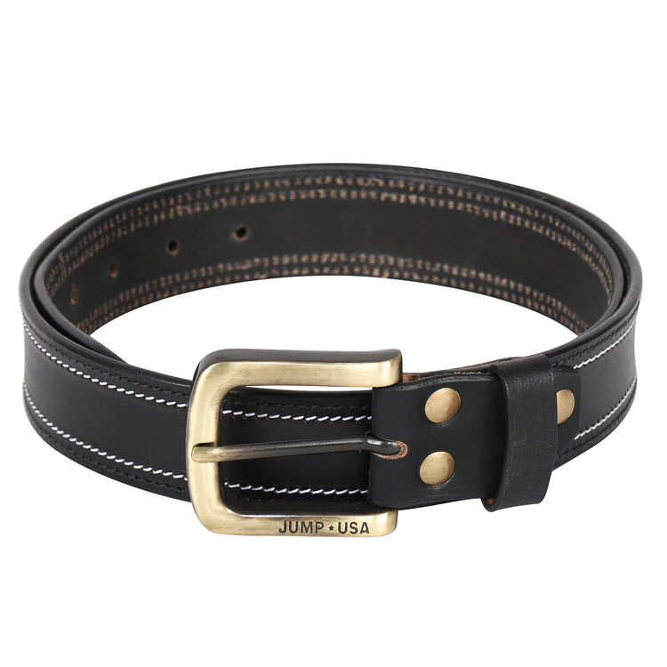 Men Leather Black Belts With Metal Buckle - JUMP USA