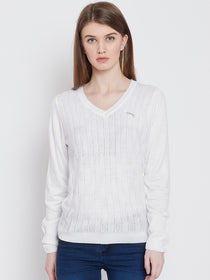 Women White Casual Sweaters - JUMP USA