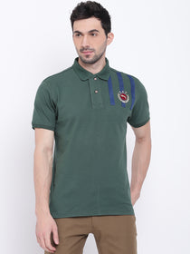 Men Casual Solid Green Polo Collar T-Shirt - JUMP USA