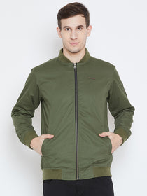 Men Casual Olive Bomber Jacket - JUMP USA
