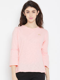 Women Pink Solid Casual Tops - JUMP USA