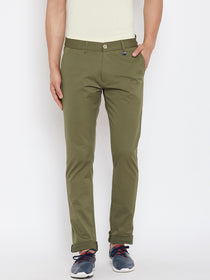 JUMP USA Men Solid Olive Casual Regular Fit Chinos Trousers - JUMP USA