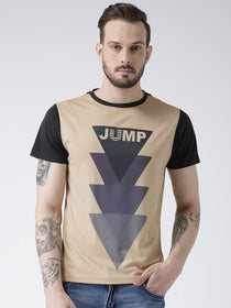 Men Beige Graphic Round Neck T-shirt - JUMP USA