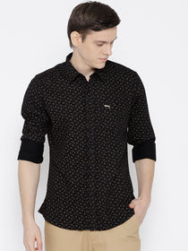 Men Black Slim Fit Printed Casual Shirt - JUMP USA
