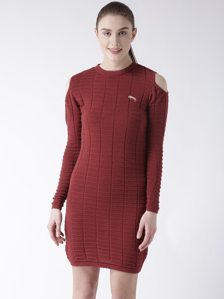 Women Cotton Casual Long Sleeve  Red Winter dress - JUMP USA (1568777404458)