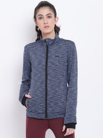 Women Navy Blue Sports Sporty Jacket - JUMP USA