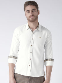 Men White Bamboo Cotton & Micro Polyester Shirt - JUMP USA (1568787136554)