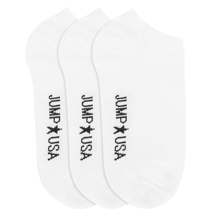 JUMP USA Men's Pack of 3 Ankle Length socks | Men's Casual Socks for Everyday Wear - Sweat Proof, Quick Dry, Padded for Extra Comfort | White/White/White