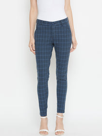 Women Checked Slim fit Casual Trousers - JUMP USA