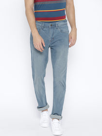 Men Blue Regular Fit Mid-Rise Clean Look Stretchable Jeans - JUMP USA