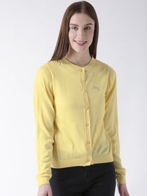 Women Cotton Casual Long Sleeve  Yellow Winter Sweaters - JUMP USA (1568776519722)
