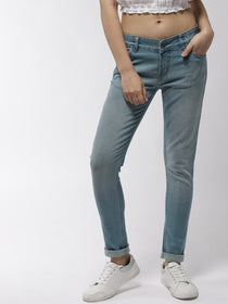 Women Blue Skinny Fit Mid-Rise Clean Look Jeans - JUMP USA