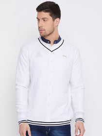 JUMP USA Men White Self Design Pullover - JUMP USA