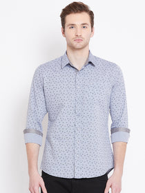 Men White Printed Casual Slim Fit Shirts - JUMP USA
